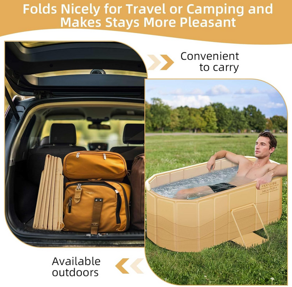 59'' Foldable Portable Large Bathtub Water Tub Folding PVC Adult Spa Bath Bucket