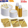 350pc Dinner Plates Reusable Party Plates Silverware For 50 Guests Wedding Party