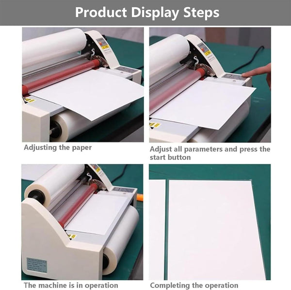 V350 Laminating Machine Hot Cold Roll Laminator Single/Dual Sided & 200m Film