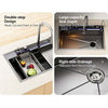 Kitchen Sink Single Bowl Basin Stainless Steel Bar w/Digital Faucet & Cup Washer