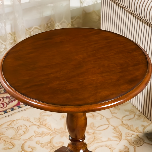 Wooden Side Table Round End 50cm Bedside Table Vintage Coffee Table Nightstand