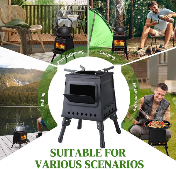 Camping Wood Stove Portable Wood Burning Stove Folding Camp Heat Outdoor Stove