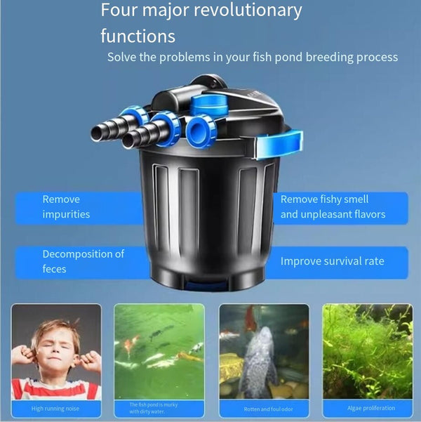Aquarium External Canister Pond Filter 5000L/H UV + Submersible Pump 3000L/H