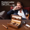 4-Finger Cigar Humidor Travel Cigar Case Holder Storage Wood Leather Box Gift AU