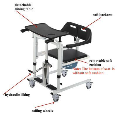 Lift Transfer Chair Patient Wheelchair+Assist Rise Lifter Hydraulic Lift Chair