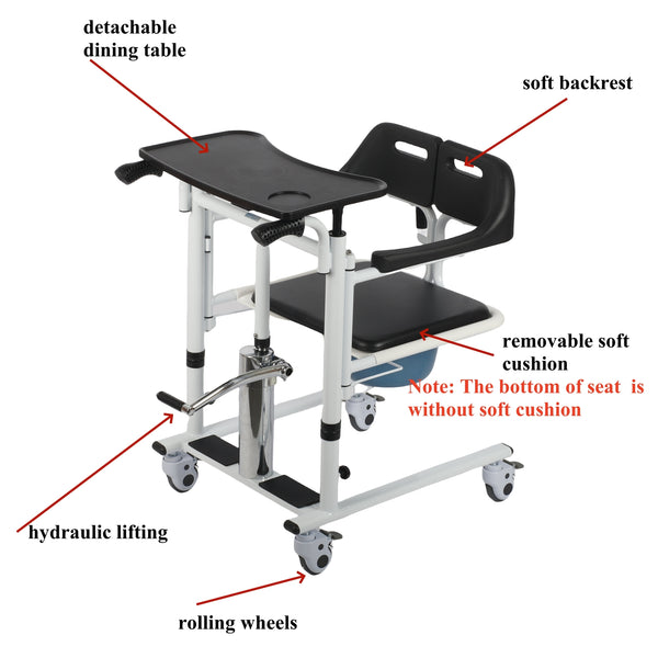 Lift Transfer Chair Patient Wheelchair+Assist Rise Lifter Hydraulic Lift Chair