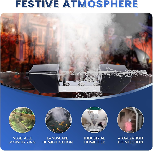Ultrasonic Mist Maker 6 Head Pond Fogger with 250W Power Supply for Pond Garden