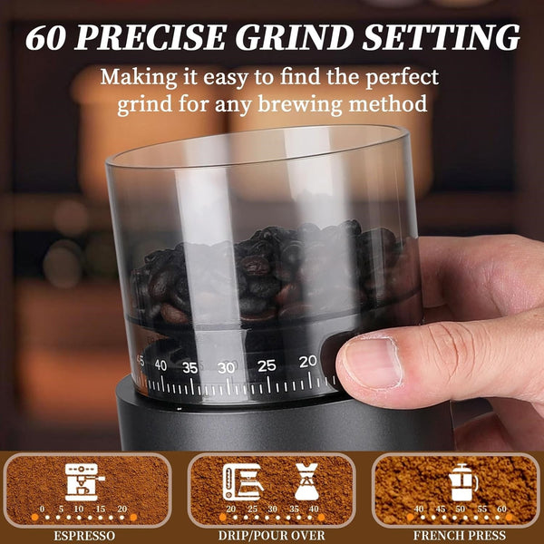Electric Coffee Grinder For Drip French Press Espresso with 60 Grind Settings AU
