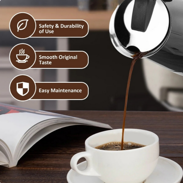 9Cups Stovetop Espresso Moka Pot Percolator Coffee Maker Stainless Steel w/Stove