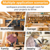 Heavy Duty Wood Workbench with Adjustable Handle & Storage for Garage Workshop