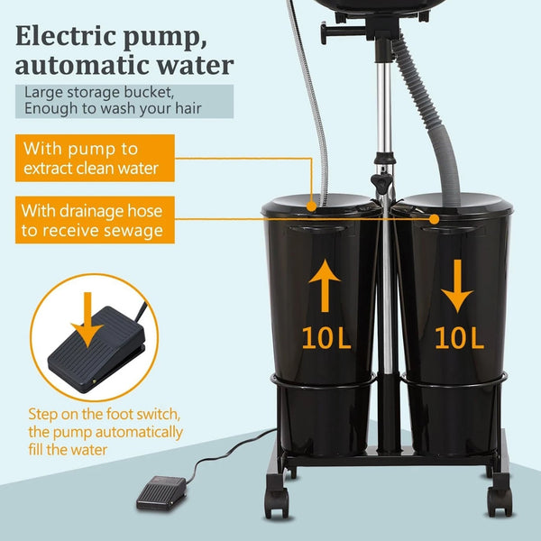 Hair Basin Salon Mobile Backwash Shampoo Bowl Sink Hairdressing Washing Portable