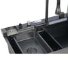 Kitchen Sink Single Bowl Basin Stainless Steel Bar w/Digital Faucet & Cup Washer