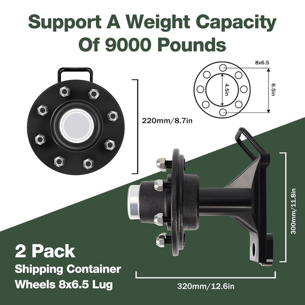 2Pcs Shipping Container Wheels 8/6-Lug Wheels Shipping Container Accessories