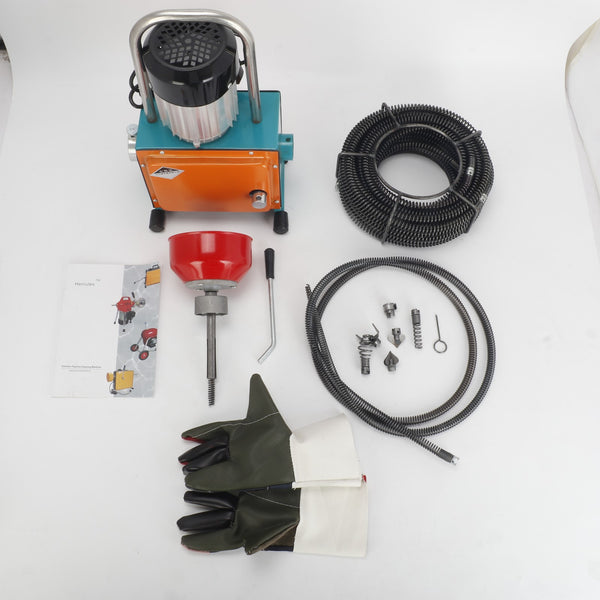 800W Drain Cleaner Machine Snake Electric Plumbing Sewerage Pipe 16m Cable