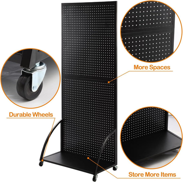 Mobile Pegboard Display Stand with 20 Hooks Jewelry Retail Pegboard Racks AU