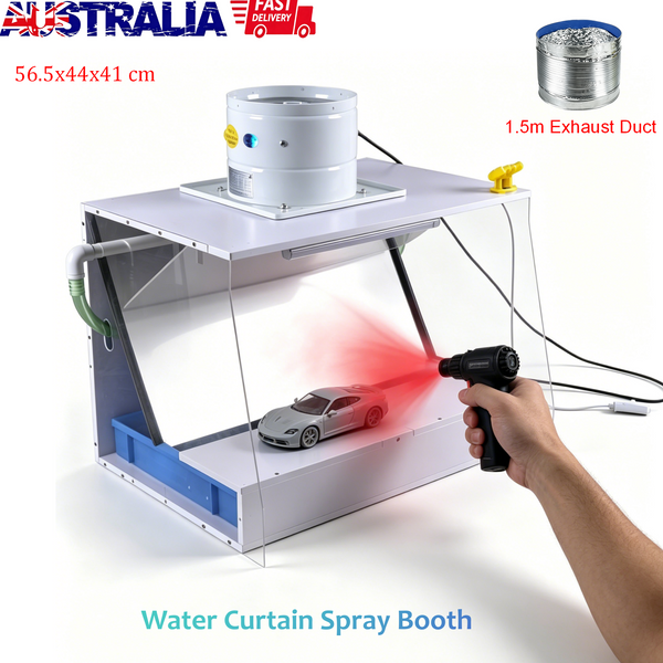 Airbrush Spray Booth with Water Curtain Portable Paint Booth 80w Fan LED Light