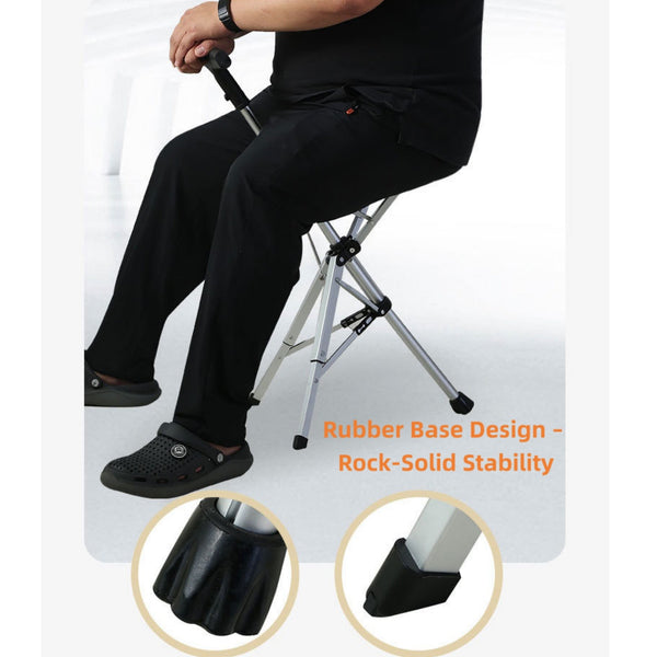 Folding Cane Seat Walking Stick Tripod Anti-Slip Portable for Seniors Hiking AU