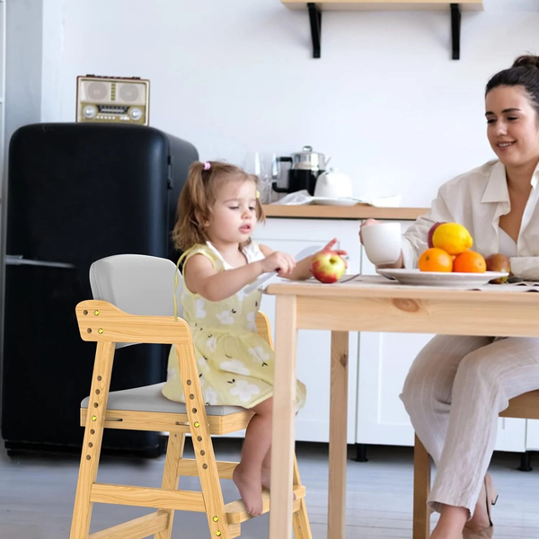 Wooden High Chair for Toddlers Teens Learning Chair Grows with Kid for Dining