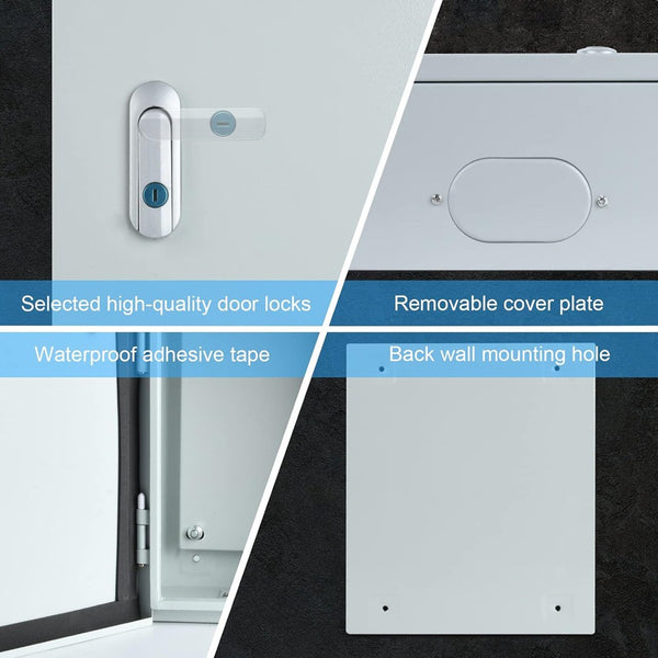 Electrical Enclosure Box 40x30x20cm Steel Switchboard Waterproof Cabinet Plate