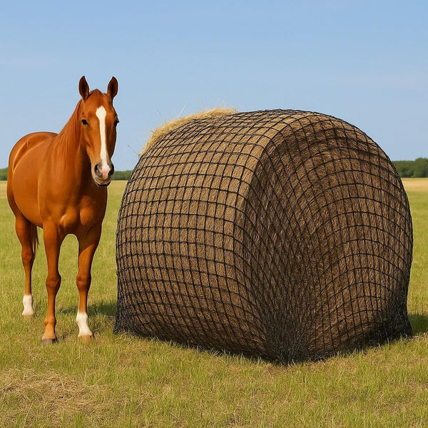 Knotless 5x5ft Round Bale Horses Hay Net 4cm Squares for Livestocks Slow Feeder