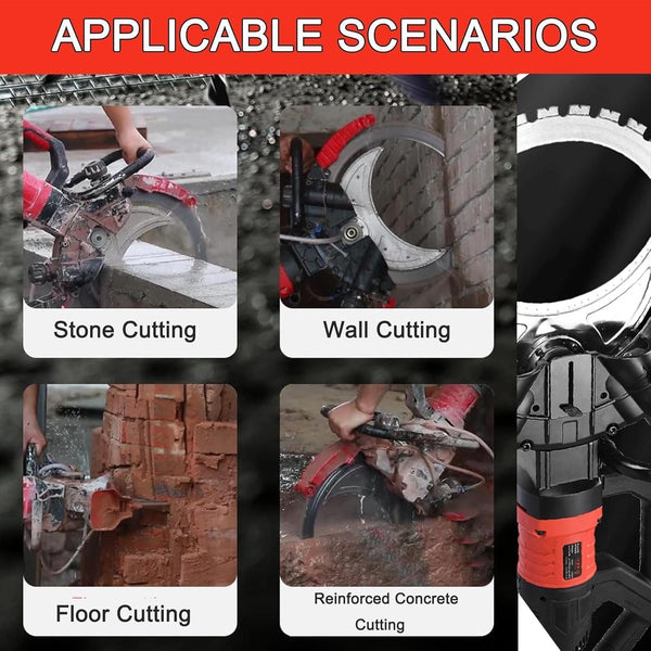 29cm Concrete Cutting Ring Saw HF Concrete Cut Off w/2 Blades&Water Pump 3000RPM
