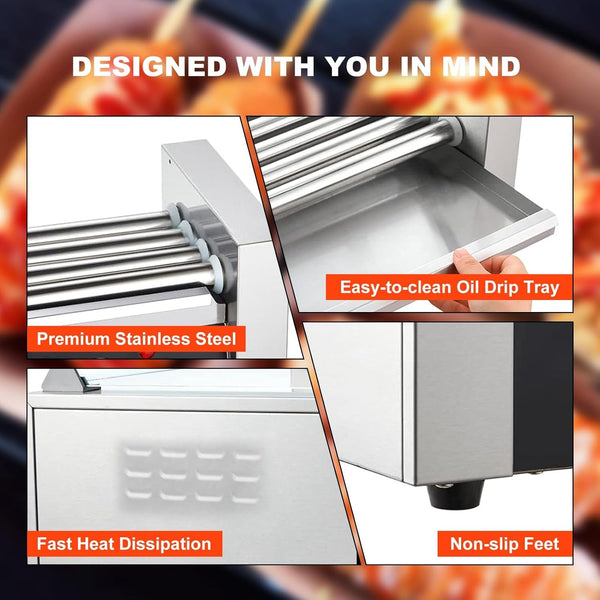300℃ Electric Hot Dog Roller Machine Commercial Hot Dog Roller Sausage Roller