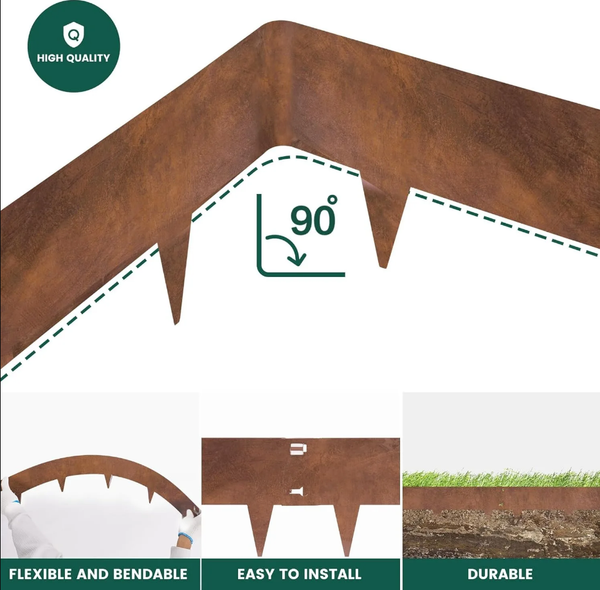 Steel Landscape Edging 5x Garden Border Lawn Edging for Tree Ring Yard & Pathway
