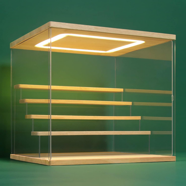 Clear Acrylic Display Case Stand With LED Light 5 Tier Storage Box Showcase