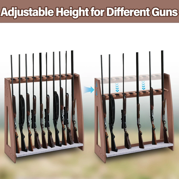 Gun Rack Freestanding Rifle Racks Heavy Duty Wooden Shotgun Rack Adjustable
