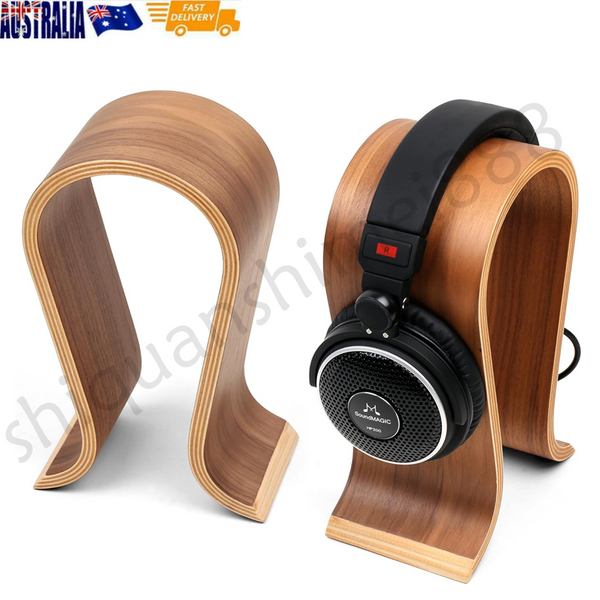 Wood Arch Headphone Stand Holder Hanger Walnut Earphone Headset Display Rack AU