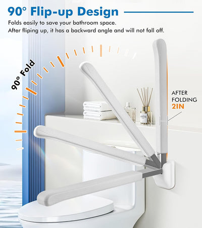 Toilet Grab Bar Foldable Flip Up Armrest Bars Elderly Non-Skid Safety Handrails