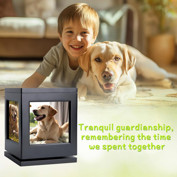 Pet Memorial Urns for Dogs or Cats Ashes Large Wooden Funeral with Photo Frame