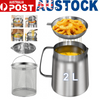 2L Stainless Steel Oil Filter Pot Deep Fryer Pot Oil Tank Kettle for Oil Storage