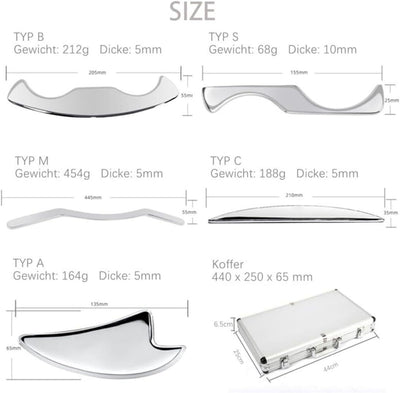 5pcs Gua Sha Scraping Massage Tool Stainless Steel Body Scraper with Storage Box