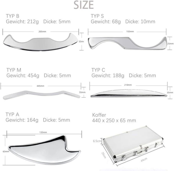 5pcs Gua Sha Scraping Massage Tool Stainless Steel Body Scraper with Storage Box