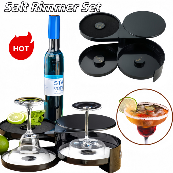 Portable Margarita Salt Rimmer Set with Separate Tier for Lime Juice Salt Sugar