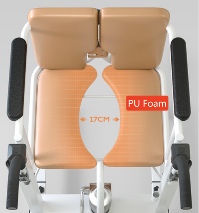 Hydraulic Patient Lift Transfer Chair Elderly Commode Wheelchair w/ Split Seat
