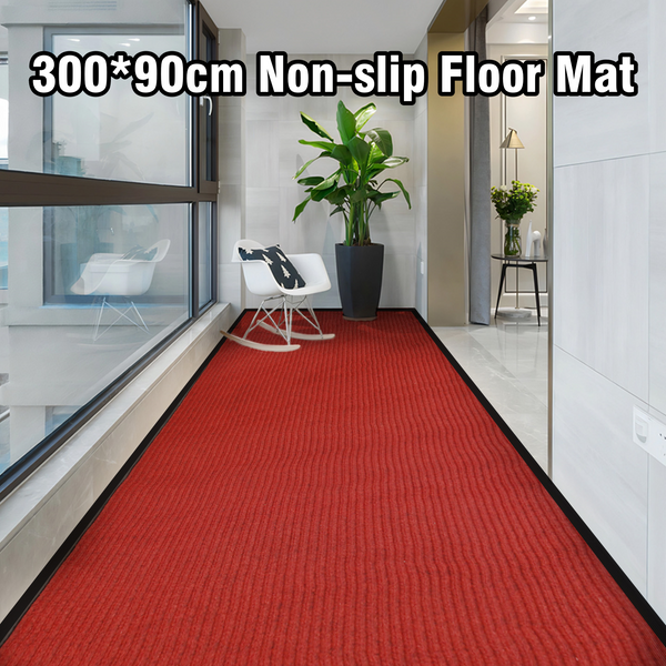 3x10' Floor Carpet Non Slip Rubber Door Mat Entrance Hallway Runner Rug Red Mat