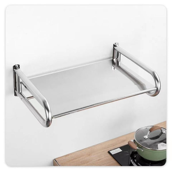 Wall Mounted Microwave Shelf Oven Deck with Hooks Stainless Steel Oven Organizer