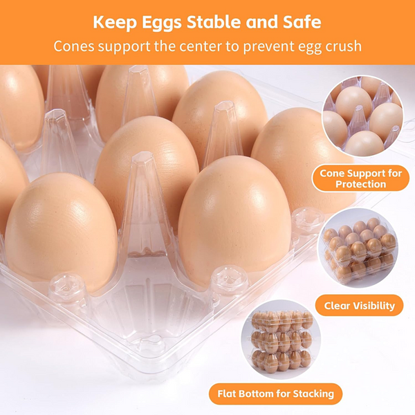 100X Large Egg Cartons 6/12 Eggs Holder PET Empty Chicken Egg Tray Freezer Safe