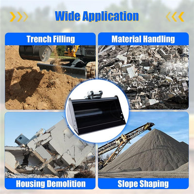 600mm Flat Tooth Backhoe Bucket Attachment Plain Mud Bucket Grading Attachment