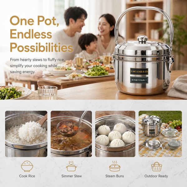 Energy-Saving Stainless Steel Soup Pot, Heat Preservation Pot Environmentally