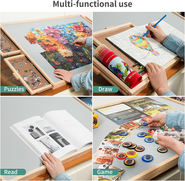 1500PCS Tilting Puzzle Board with 4 Drawers Cover Adjustable Jigsaw Puzzle Table