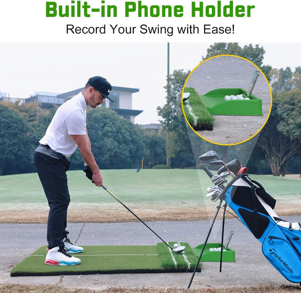 Golf Ball Tray with Cell Phone Holder Heavy Duty Golf Driving Range Ball Tray