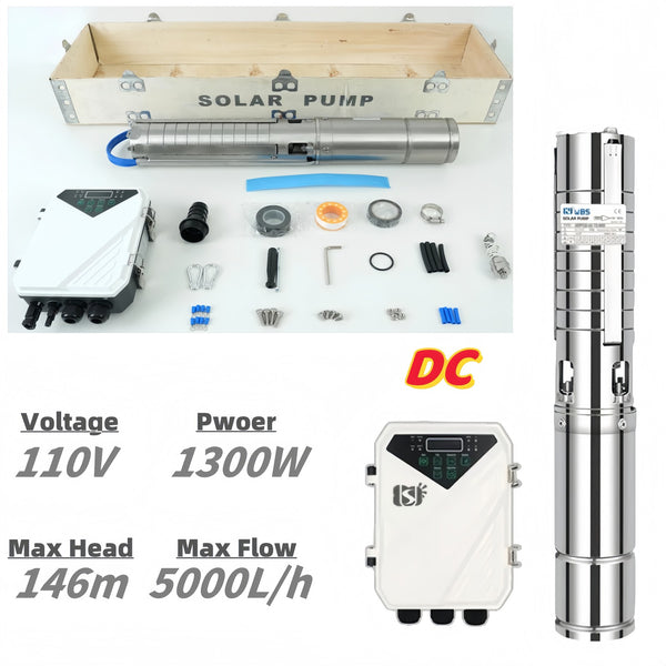 4" Solar Bore Pump Submersible Deep Well Hole Pump +MPPT Controller 1300W/2200W