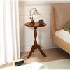 Wooden Side Table Round End 50cm Bedside Table Vintage Coffee Table Nightstand