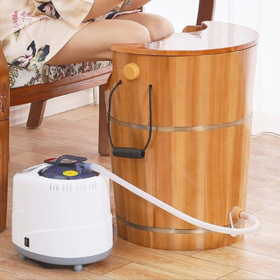Foot Bucket With Steam Machine Wooden Basin for Soaking Tub W/Massager and Lid