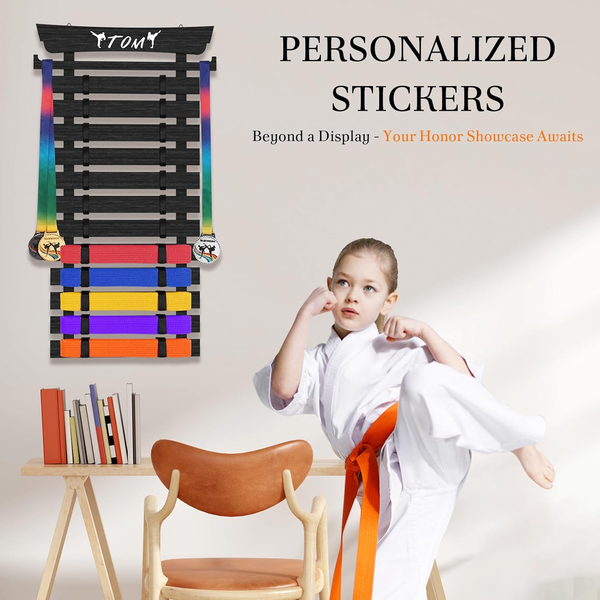 12 Karate Belt Display Rack Medal Hangers Wood Taekwondo Belt Display Holder AU