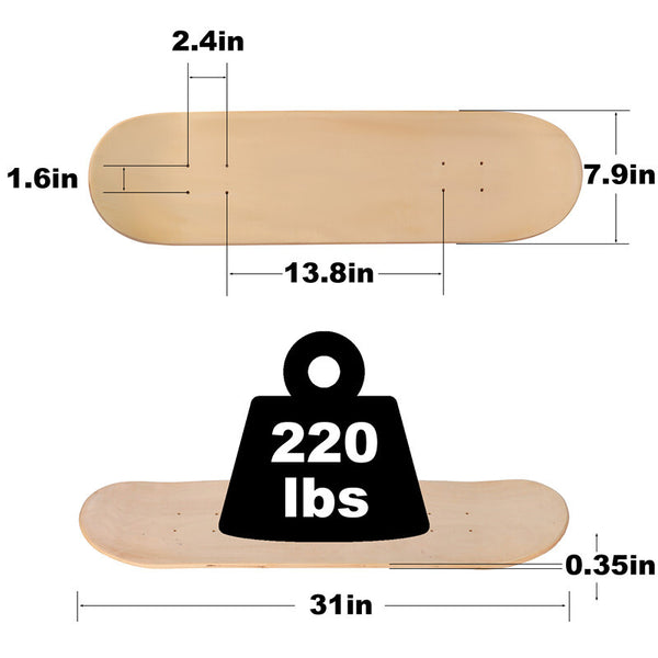 5pcs 8" Blank Skateboard Decks Natural Maple Skate Board Deck Double Concave AU