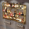 3-Tier Metal Wine Rack w/LED Light Wine Bottle Shelf For Home Bar Display 1.2m